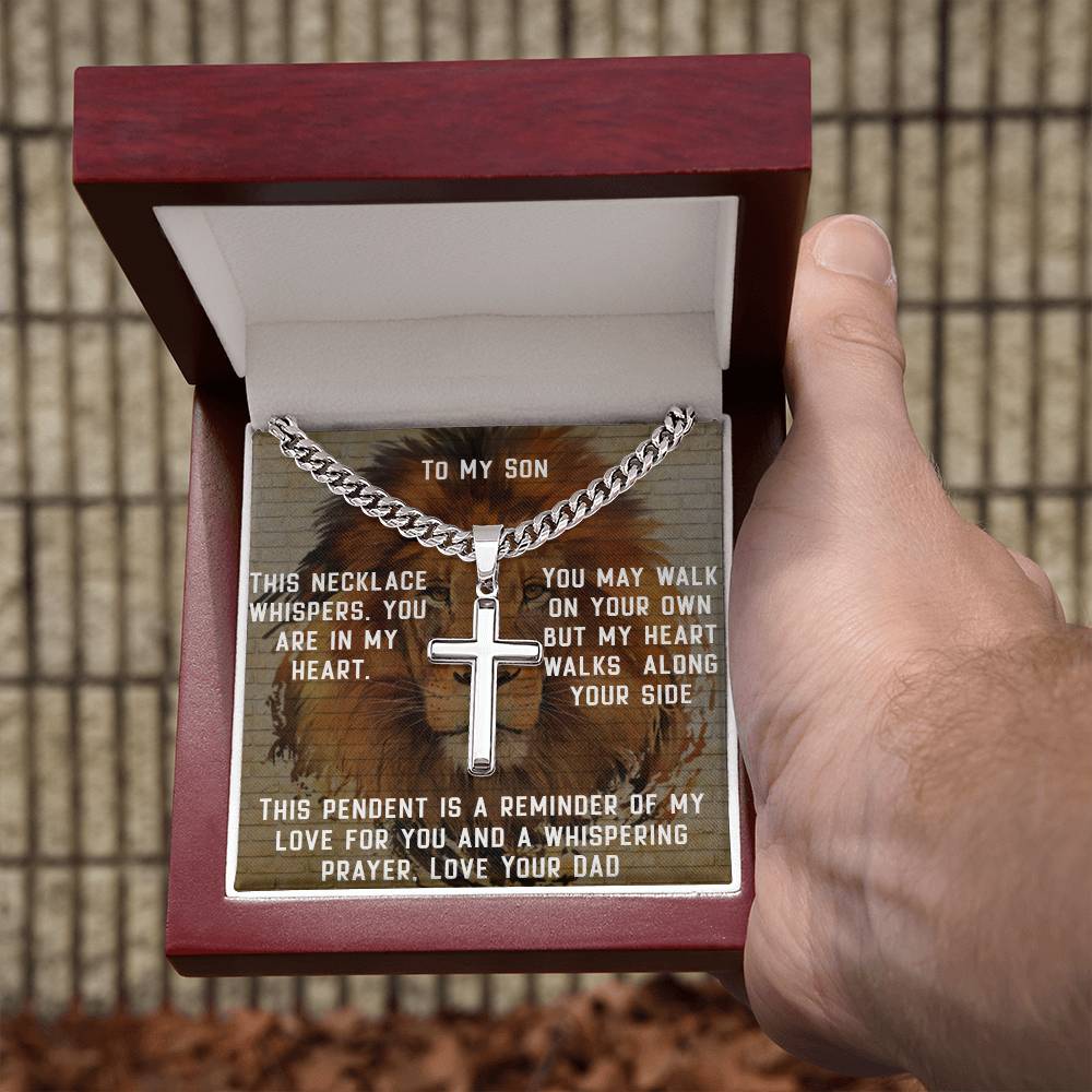 To My Son, Love , Proud , Father , Whispering Prayer Necklace