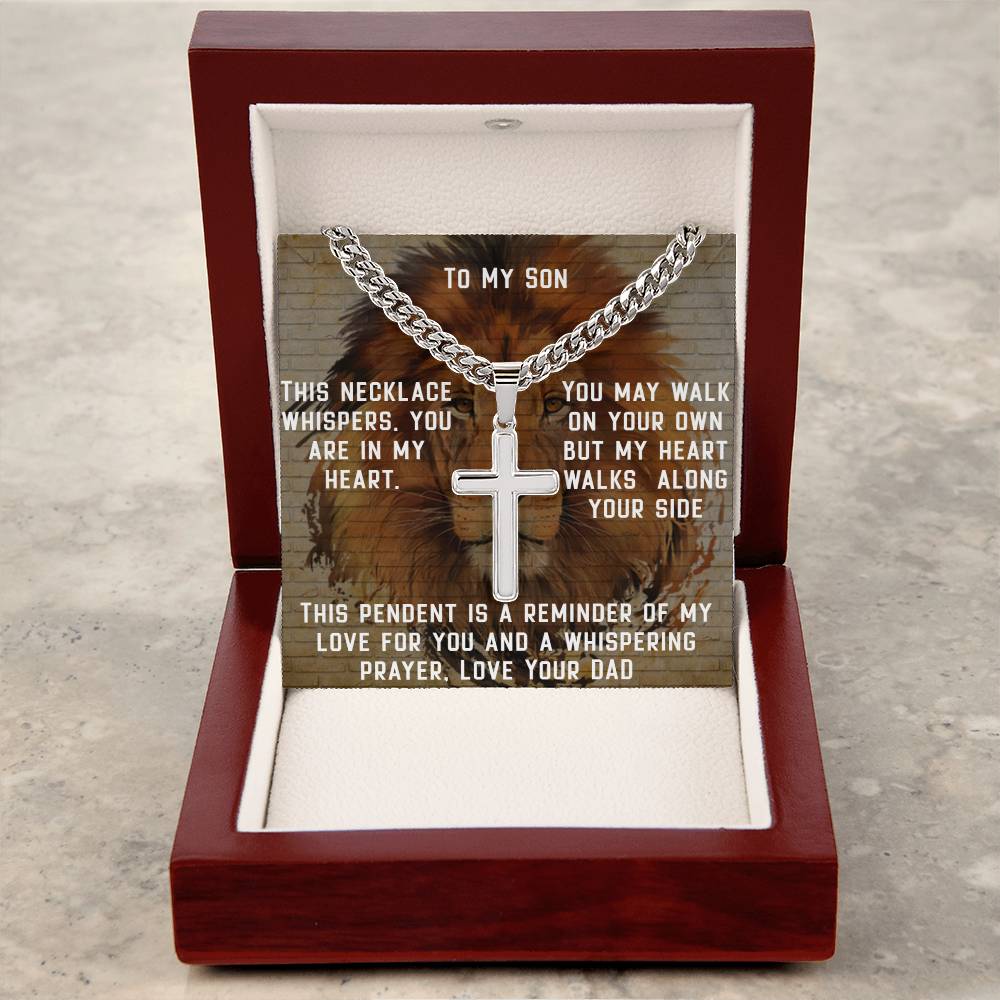 To My Son, Love , Proud , Father , Whispering Prayer Necklace