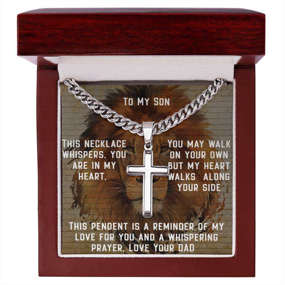 To My Son, Love , Proud , Father , Whispering Prayer Necklace