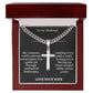To My Husband , Journey , Personalized Steel Cross Necklace on Cuban Chain
